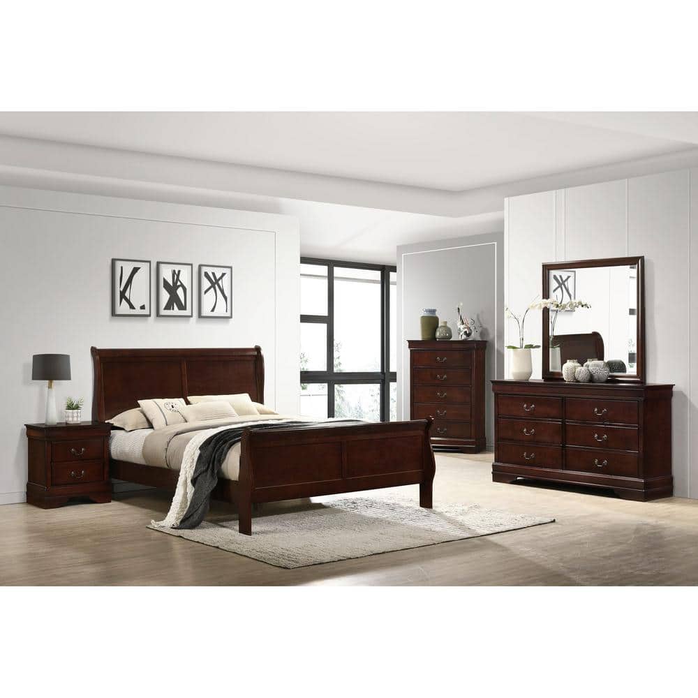 Ellington Transitional Cherry 2-Drawer Nightstand in Sleek Black