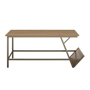 Regal 42 in. Walnut Large Rectangle Particle Board Coffee Table with Shelf