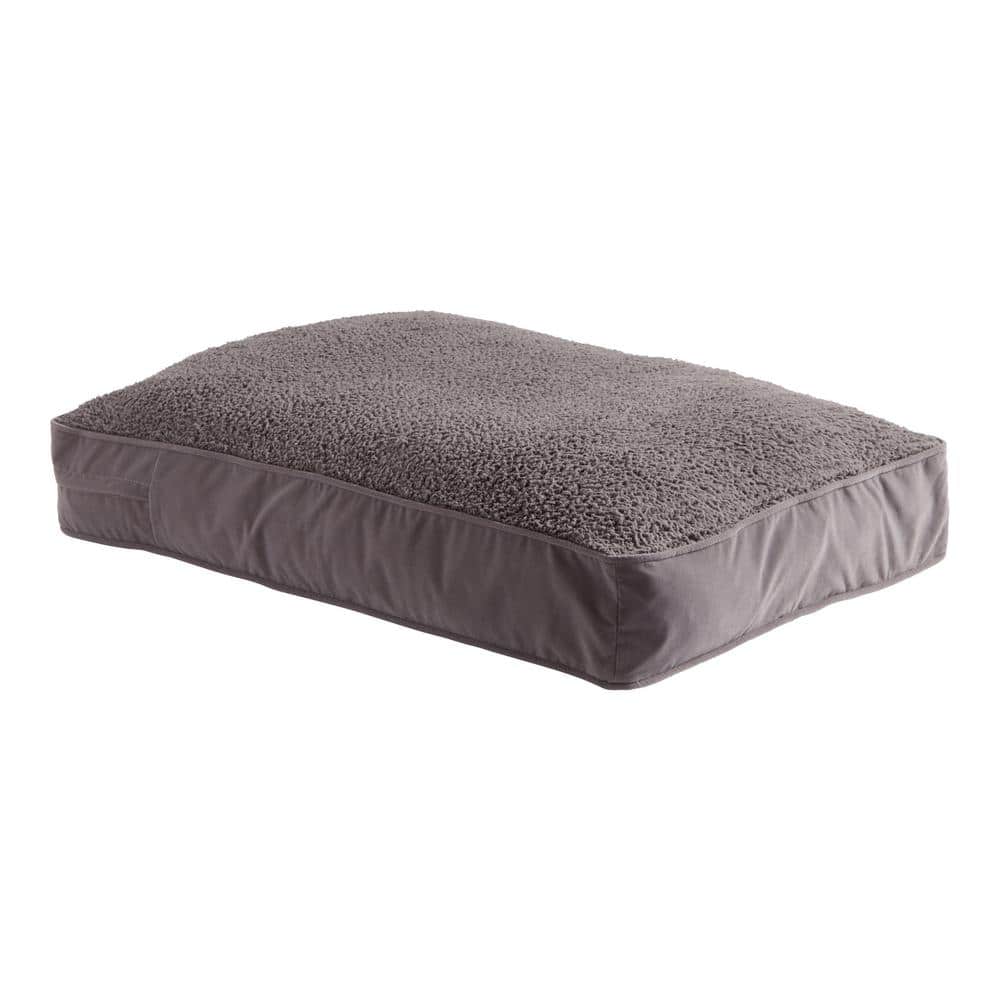 Large Gray Sherpa Rectangle Pillow Dog Bed