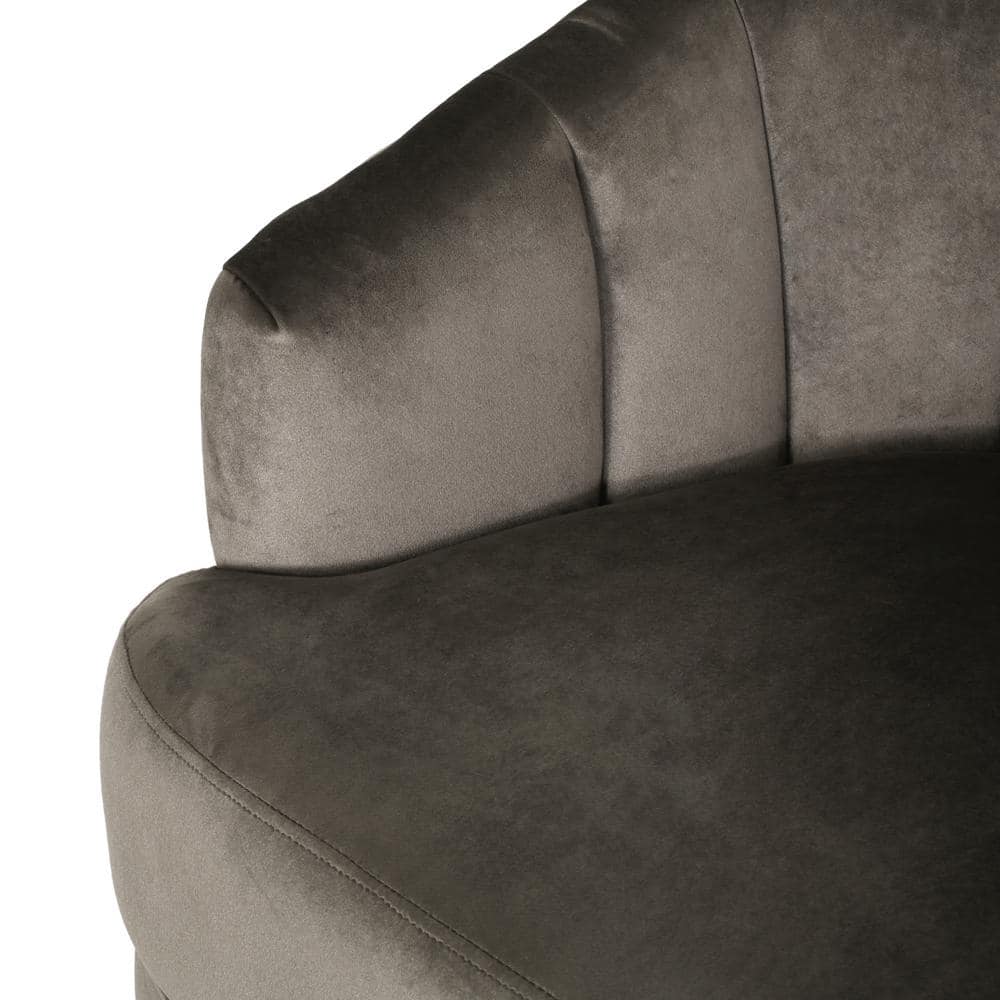 Gray Velvet Upholstered Club Armchair with Solid Wood Frame