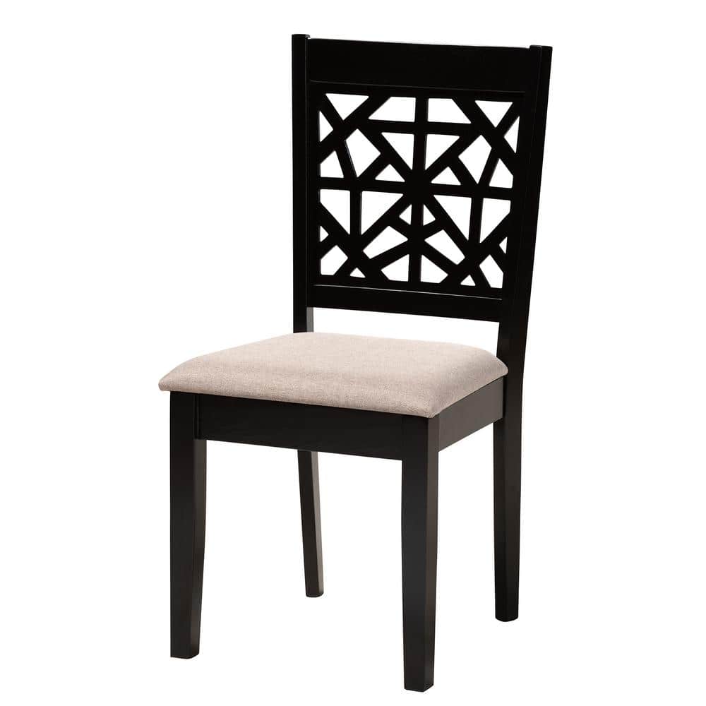 Karel Modern Beige Fabric and Espresso Wood 5-Piece Dining Set