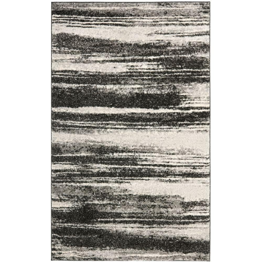 Retro Dark Grey/Light Grey 4 ft. x 6 ft. Striped Area Rug price history on PriceWatchPro