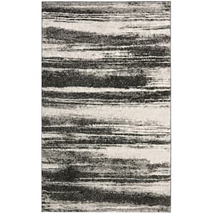 Retro Dark Grey/Light Grey 8 ft. x 10 ft. Striped Area Rug
