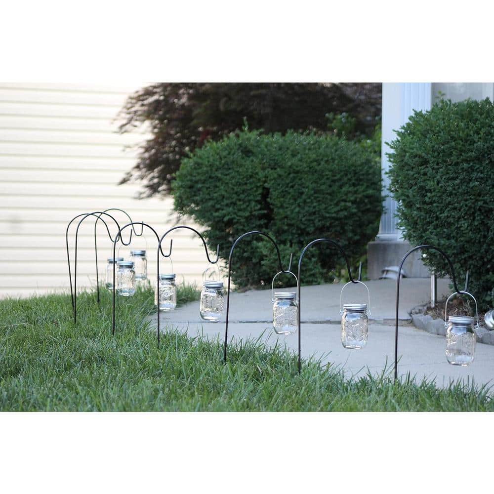 25 Inch Black Steel Rust-Resistant Shepherd Hooks (4-Pack)
