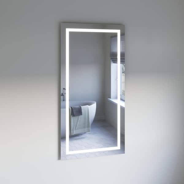 Fresca Santo 30 in. W x 59 in. H Rectangular Frameless LED Light and Defogger Wall Mount Bathroom Vanity Mirror