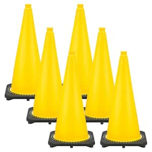 28 in. Yellow Traffic Cones (6-Pack)