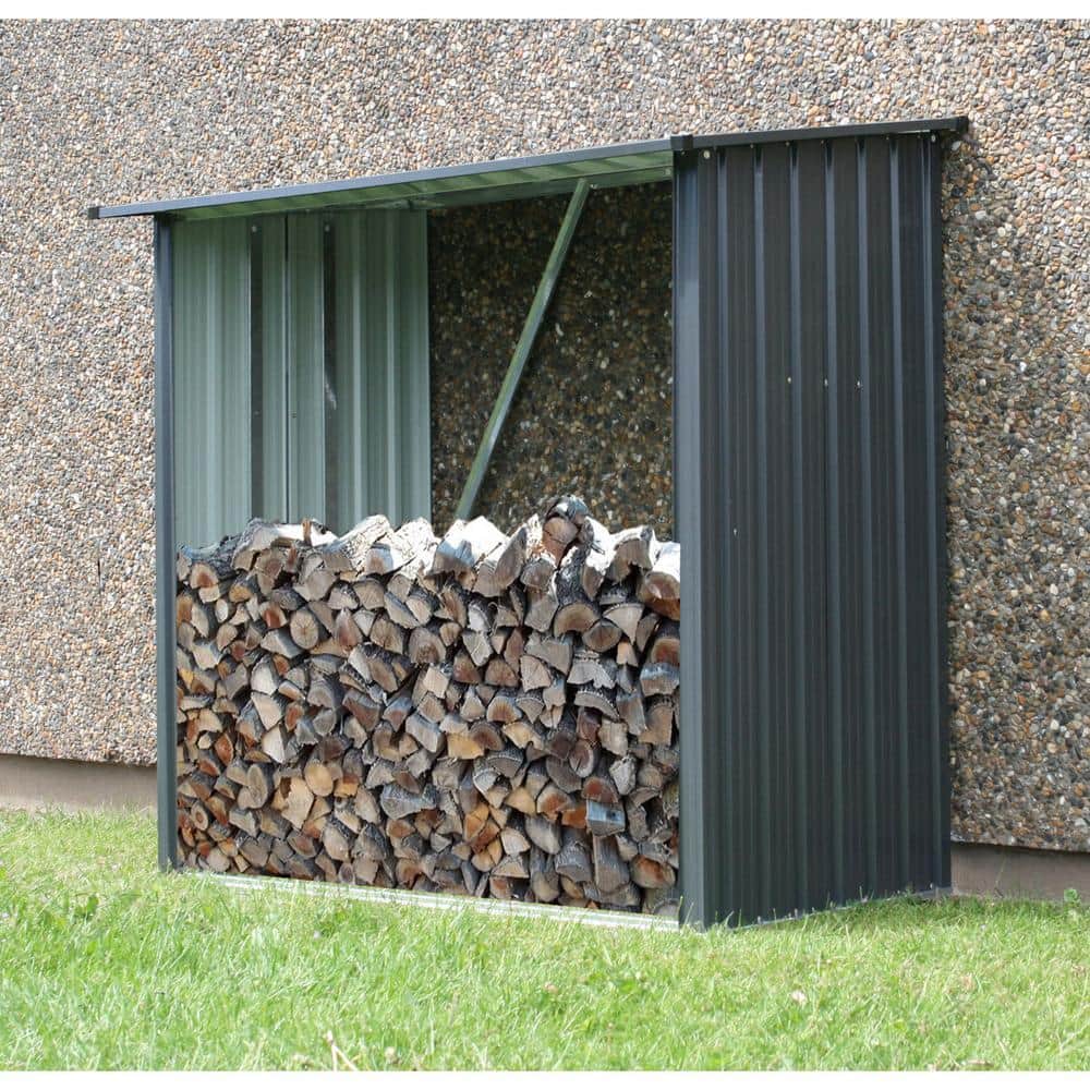 Hanover 64'' Dark Gray Galvanized Steel Firewood Rack