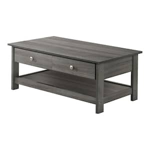 Mingden 42.38 in. Gray Rectangle Wood Top Coffee Table