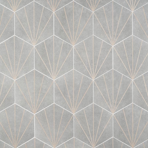Klyda Beams Gray 12.6 in. x 14.5 in. Matte Hexagon Porcelain Floor and Wall Tile (10.51 sq. ft. / Case)