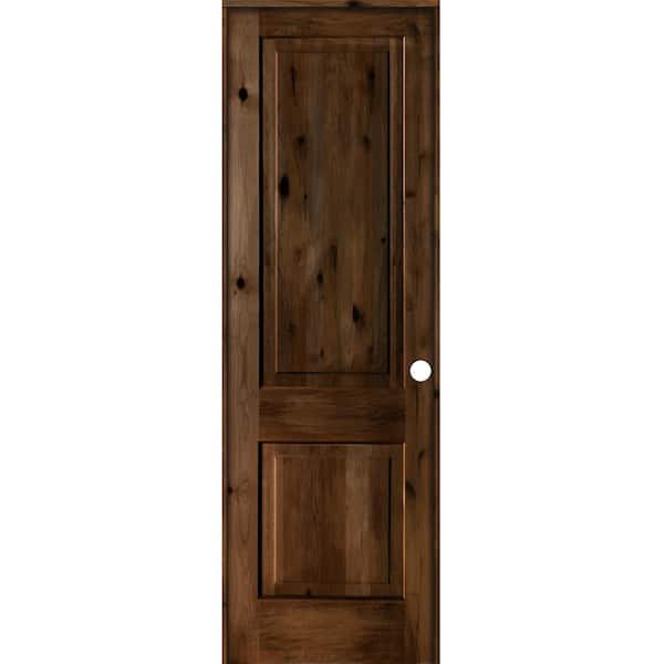 Krosswood Doors 30 in. x 96 in. Rustic Knotty Alder Wood 2 Panel Left-Hand/Inswing Provincial Stain Single Prehung Interior Door