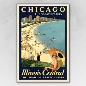 12 in. Multicolor Vintage 1929 Chicago Vacation Travel Poster Wall Art