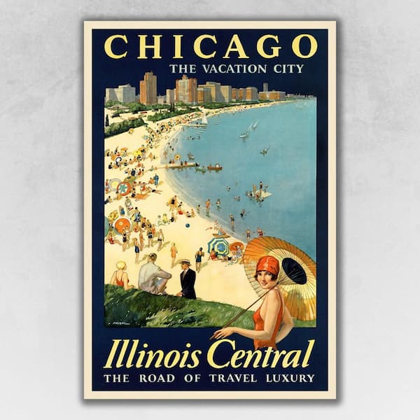 HomeRoots Market Vintage 1929-Chicago Vacation Travel Poster Wooden Wall Art