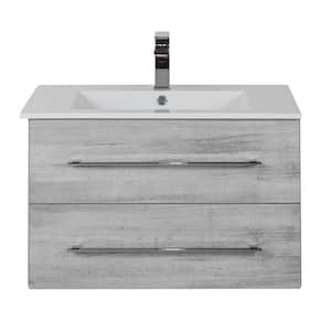 Kato 30in. W x 19in. D x 20in. H Single Sink Wall-Mounted Bathroom Vanity Cabinet in Soho with Acrylic Top in White