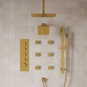 YAWWALK Thermostatic Valve 15-Spray 16 and 6 in. Dual Ceiling
