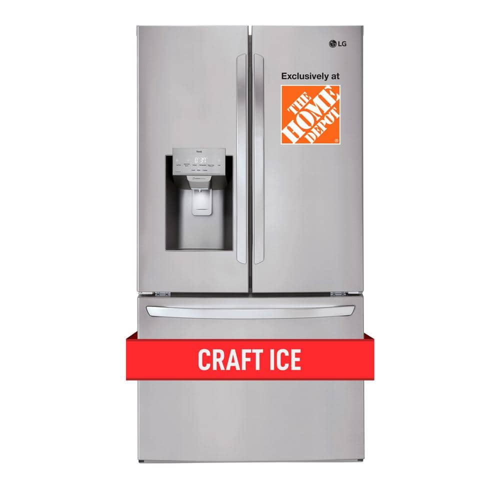 LG 28 cu. ft. 3 Door French Door Refrigerator with Ice and Water Dispenser  and Craft Ice in PrintProof Stainless Steel LHFS28XBS - The Home Depot