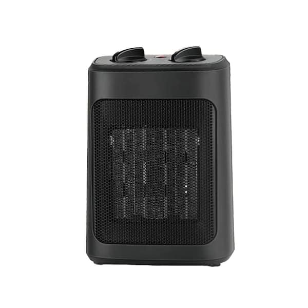 1500 W 9.09 in. Black Portable Electric Compact Ceramic Space Heater with Adjustable Thermostat and Fan Modes