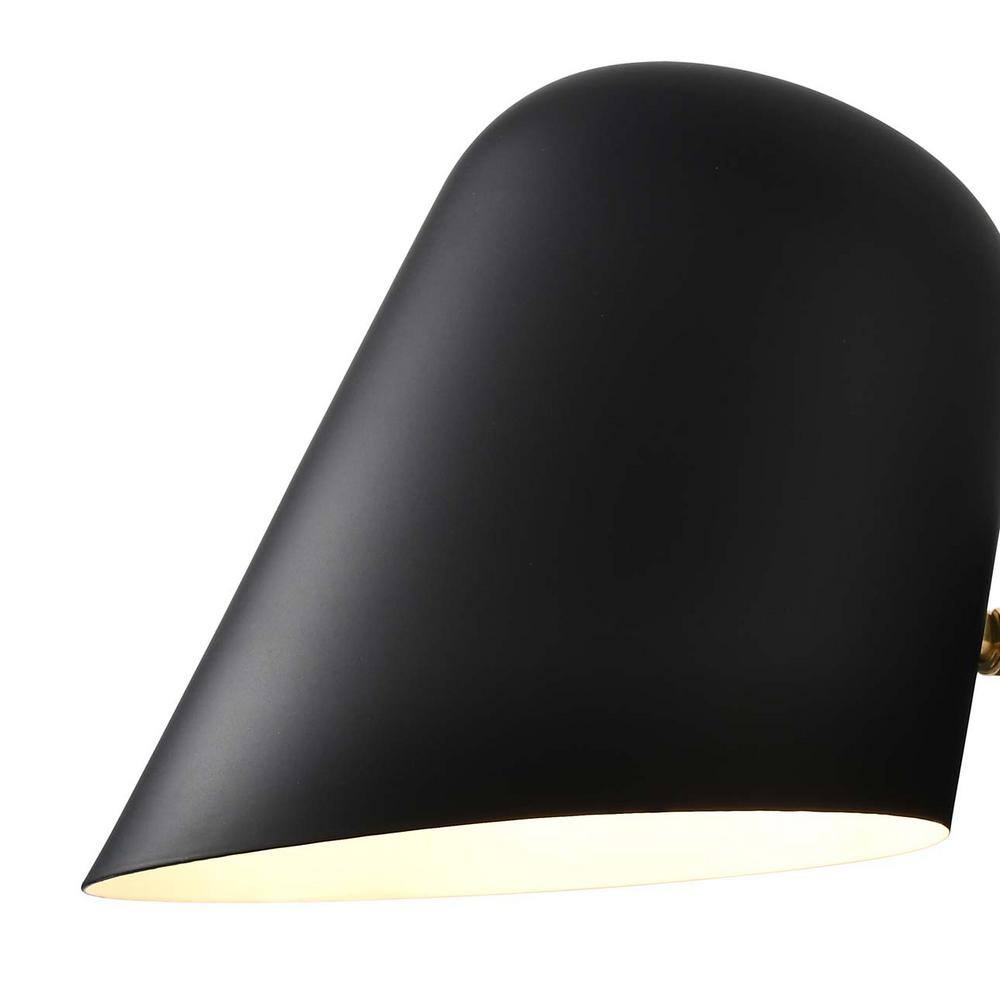 Matte Black and Brushed Brass Plug-In Wall Sconce with LED Light