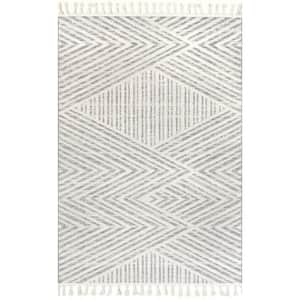 Bevin Abstract Chevron Tasseled Beige 4 ft. x 6 ft. Area Rug
