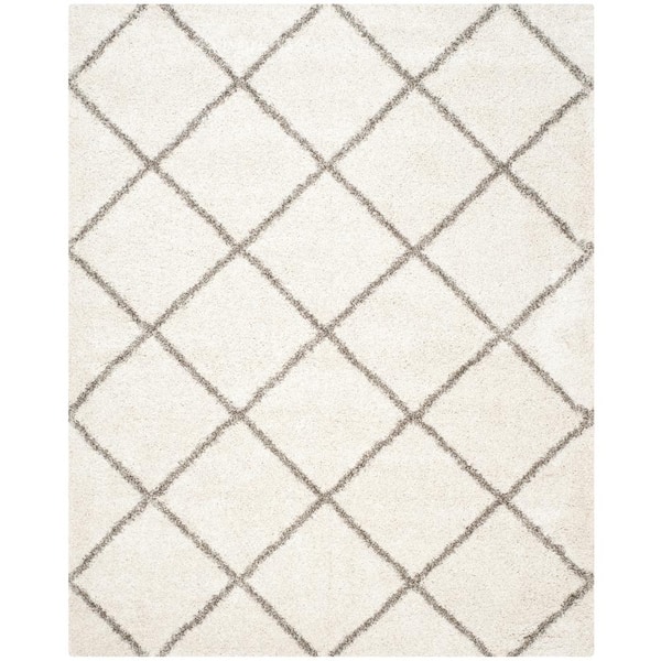 SAFAVIEH Hudson Shag Ivory/Gray 10 ft. x 14 ft. Geometric Diamonds Area Rug