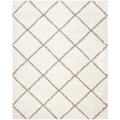 Hudson Shag Ivory/Gray 8 ft. x 10 ft. Area Rug