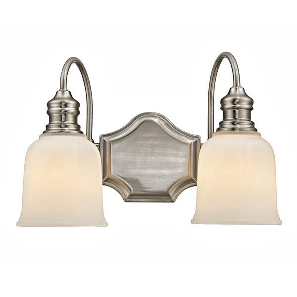 Home Decorators Collection Anahurst 2-Light Satin Nickel Vanity Light with Frosted White Glass