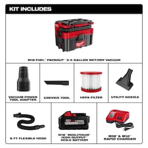 M18 FUEL PACKOUT 18-Volt Lithium-Ion Cordless 2.5 Gal. Wet/Dry Vacuum Kit with 8.0 Ah Battery and Charger