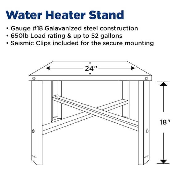 21 in. Square Water Heater Stand in Galvanized Steel