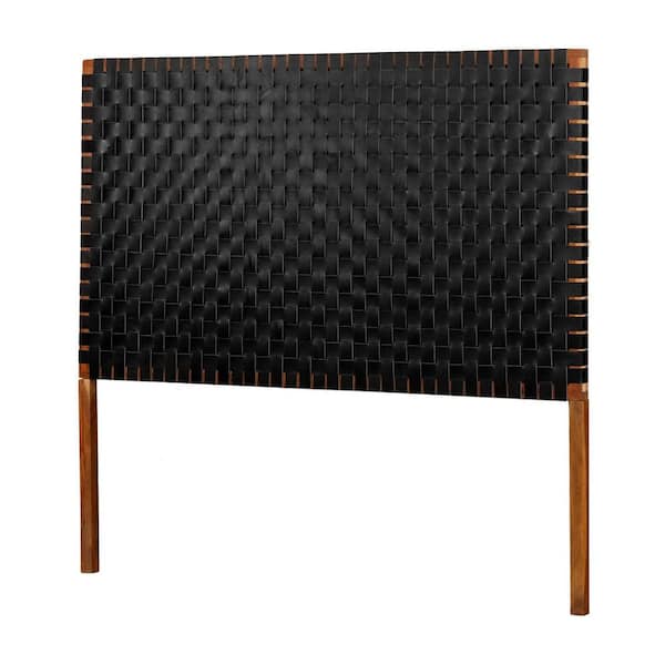 South Shore Balka Matte Black Woven Leather Queen Headboard