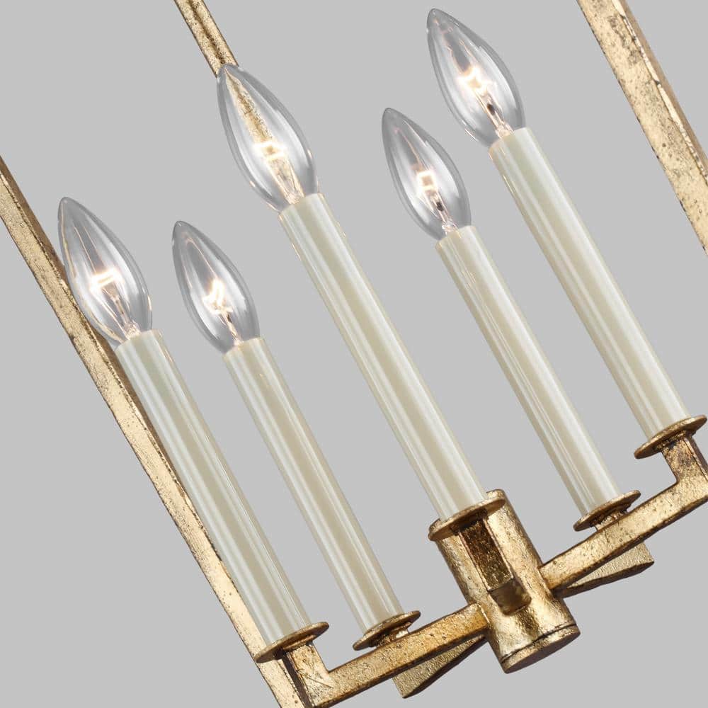 Antique Gild 5-Light Lantern Geometric Chandelier with PVC Accents