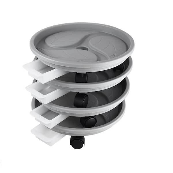 13  in. Plastic Plant Caddy Saucer with Wheels & Drainage Tray Heavy-duty for Moving Large Heavy Potted Plants (4-Pack)
