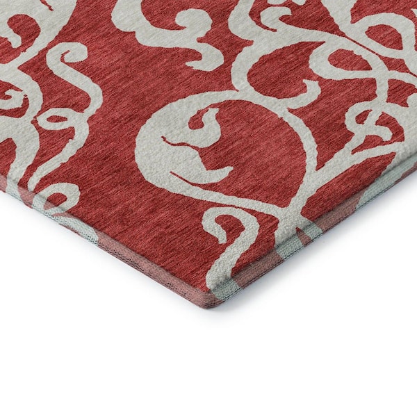 Mayfield Premium Machine Washable Abstract AMF973 Red 2 ft. 6 in. x 3 ft. 10 in. Area Rug