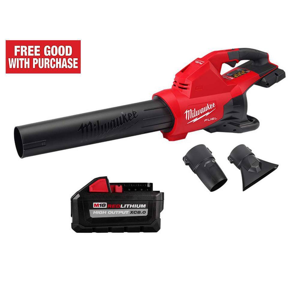 Milwaukee M18 FUEL Dual Battery 145 MPH 600 CFM 18-Volt Lithium-Ion Brushless Cordless Handheld Blower w/(1) 8.0Ah Battery -  2824-48-11-1880