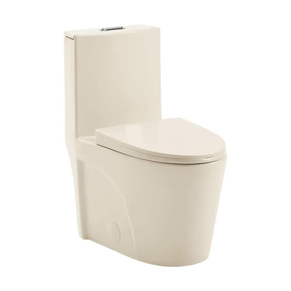 Swiss Madison St. Tropez 1-Piece 1.1/1.6 GPF Dual Flush Elongated Toilet in Bisque Seat Included