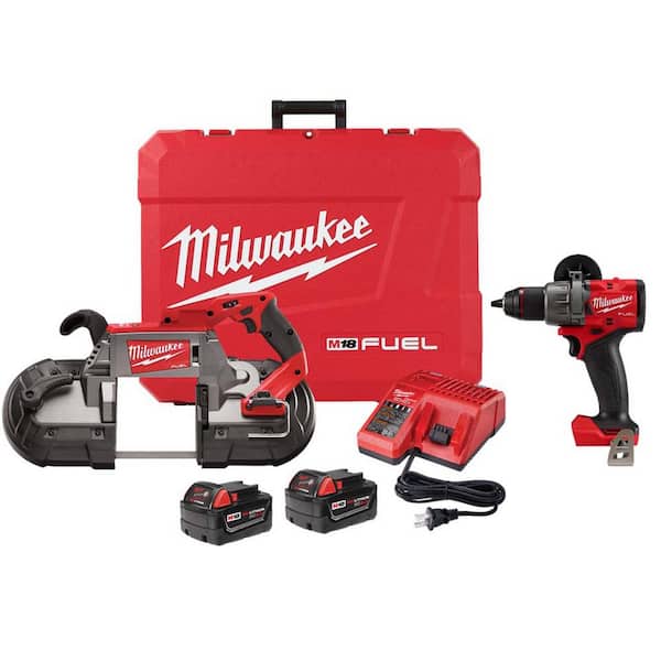 Milwaukee M18 FUEL 18-V Lithium-Ion Brushless Cordless Deep Cut Band Saw with Two 5.0Ah Batteries, Charger and Hammer Drill/Driver
