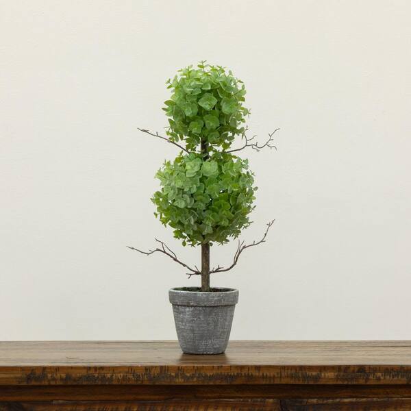 Nearly Natural 2 ft. Artificial Eucalyptus Double Ball Topiary