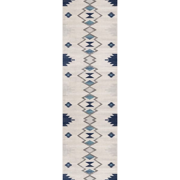 Savannah Modern Cream 2 ft. 3 in. x 12 ft. Abstract Runner Area Rug