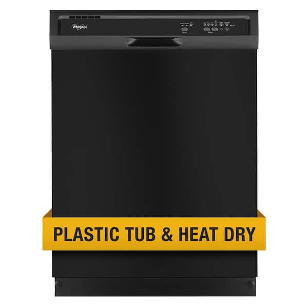 Whirlpool 24 in. Black Front Control Built-In Tall Tub Dishwasher with 1-Hour Wash Cycle, 55 dBA