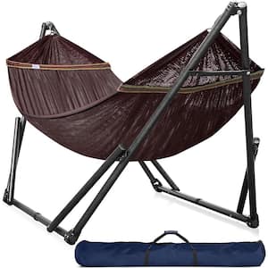 10 ft. Free Standing Camping Hammock with Stand in Brown