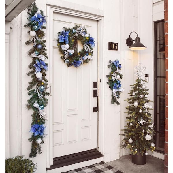 Snowman Christmas Door Window Decor LED Light Wreath Hanging Wall Garland US 