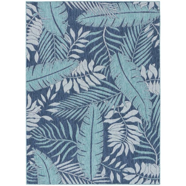 Nourison Garden Oasis Navy 5 ft. x 7 ft. Nature-inspired Contemporary Area Rug