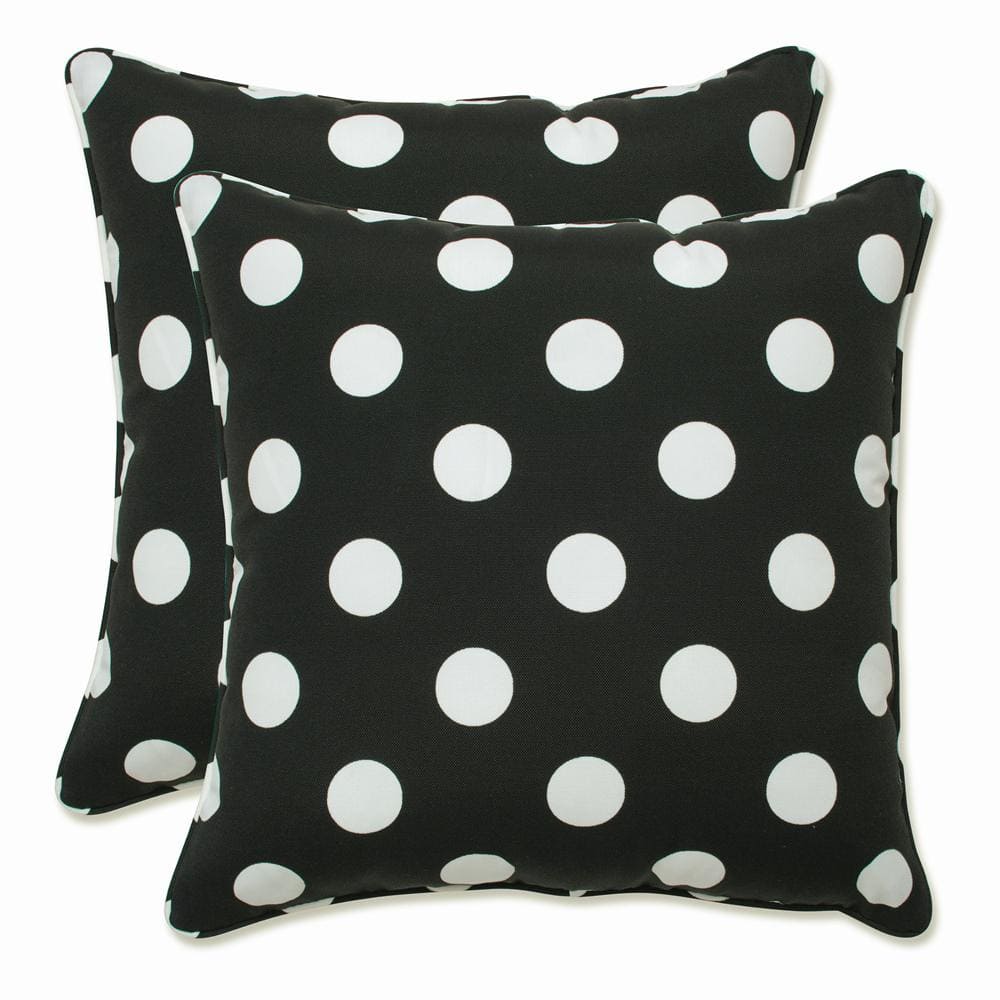Black and White Polka Dot Outdoor/Indoor Throw Pillow Set
