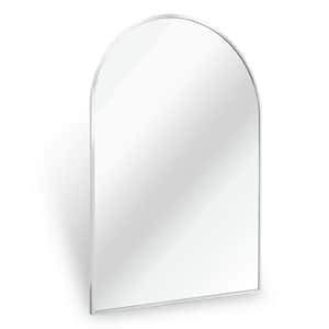 24 in. W x 32 in. H Arch Framed Wall Bathroom Vanity Mirror in Silver