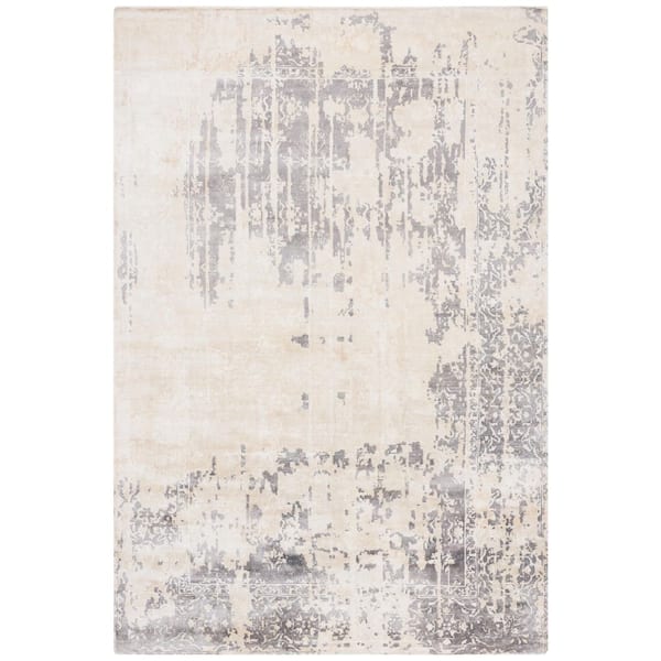 Mirage 6 ft. x 9 ft. Ivory/Gray Border Abstract Distressed Area Rug