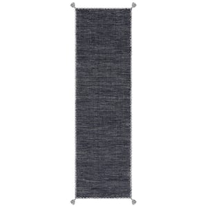 Montauk Gray/Black 2 ft. x 6 ft. Solid Color Striped Runner Rug