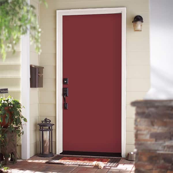 30 in. x 80 in. Flush Left Hand Inswing Red Bluff Painted Steel Prehung Front Exterior Door No Brickmold
