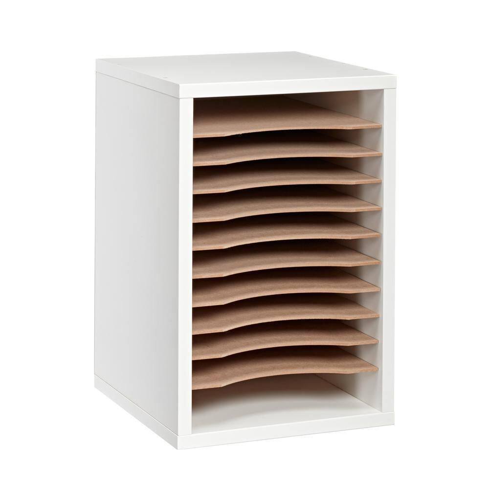 White MDF 11-Compartment Vertical Paper Sorter, 2-Pack