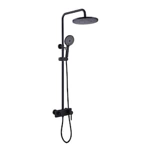 Single-Handle 1-Spray Wall Mount Tub and Shower Faucet with 3-Spray Hand Shower in Matte Black (Valve Included)