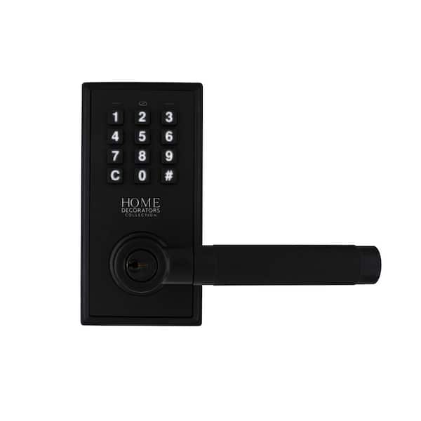 Knurled Matte Black Electronic Keypad Door Lever