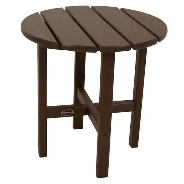 POLYWOOD 18 in. Mahogany Round Patio Side Table