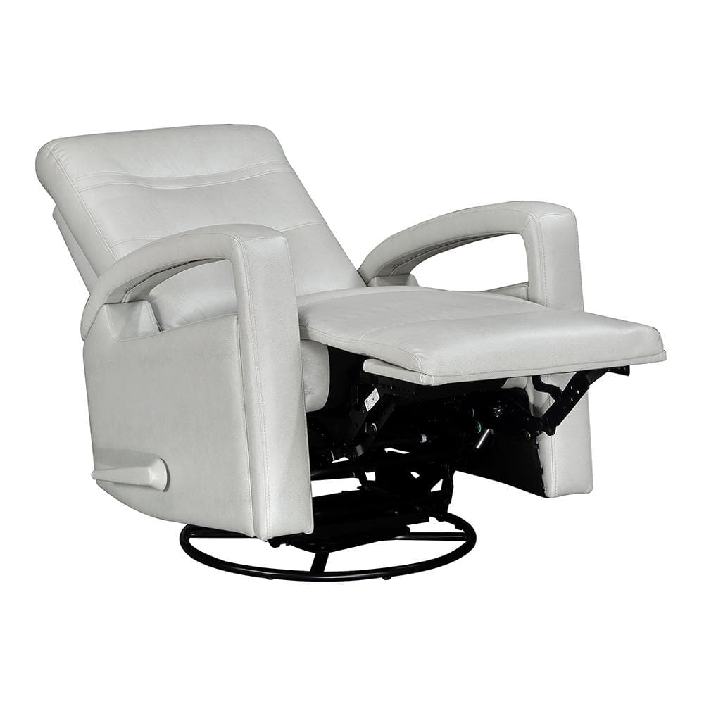 Gray Faux Leather Swivel Recliner with Tufted Back